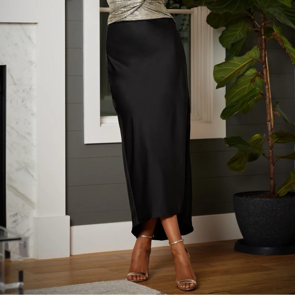 Bishop + Young Bias Cut Slip Skirt in Noir